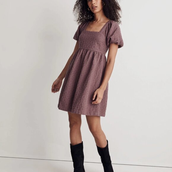 Madewell Floral Quilted Puff-Sleeve Mini Babydoll Dress - S - Picture 5 of 5